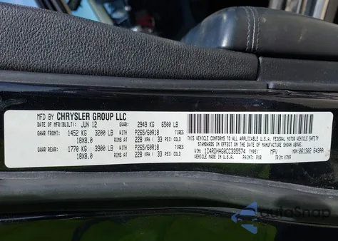 2012 Dodge Durango Sxt from USA, damaged, VIN 1C4RDHAG0CC335574